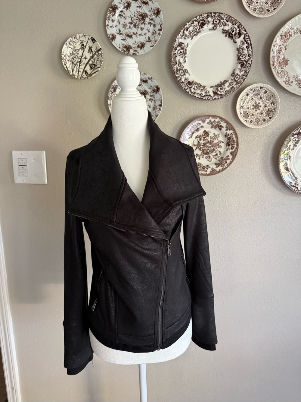Fitted Faux Leather Moto Jacket